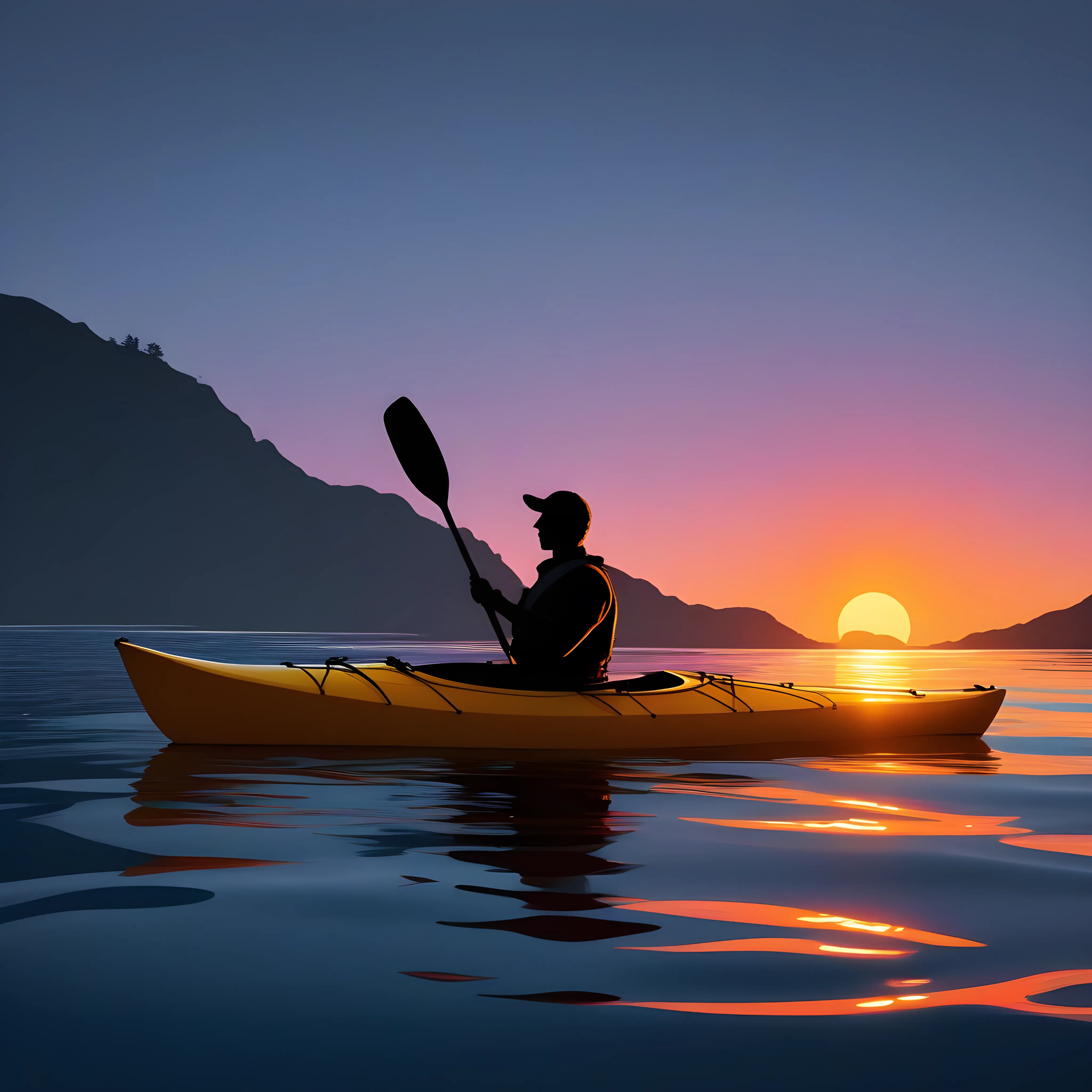 A person kayaking in the morning.